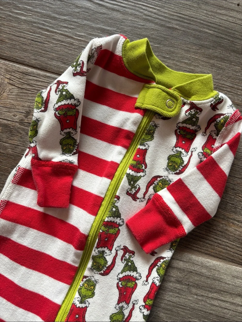 Hanna Andersson (Size 0-3mo) Baby Red & Green Grinch Holiday One-Piece
